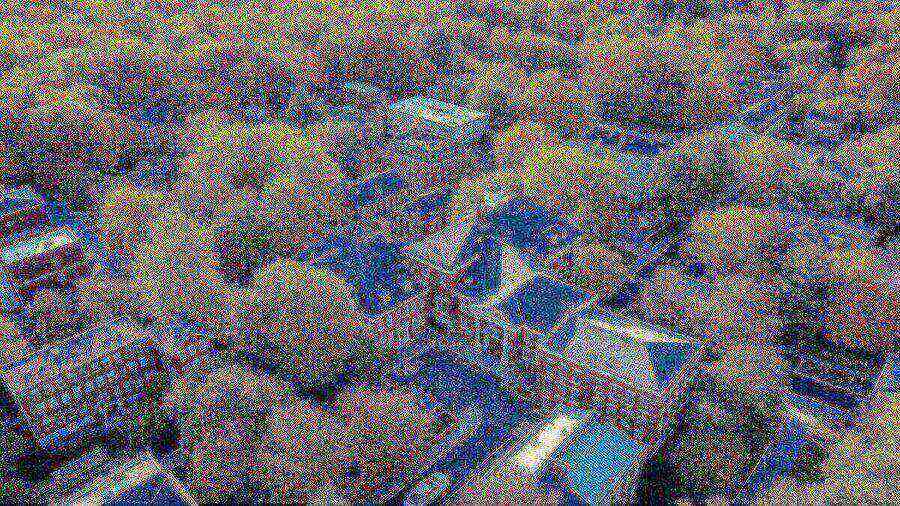 Aerial view of Arlington, Massachusetts in autumn