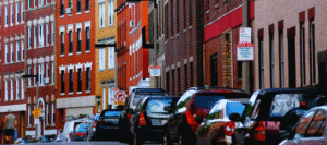 Cars parked on a street in boston