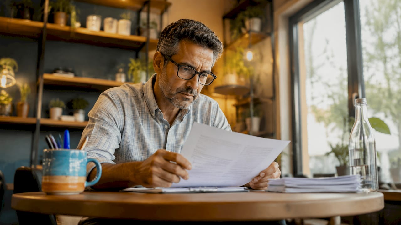 Business owner reviewing CGL insurance documents