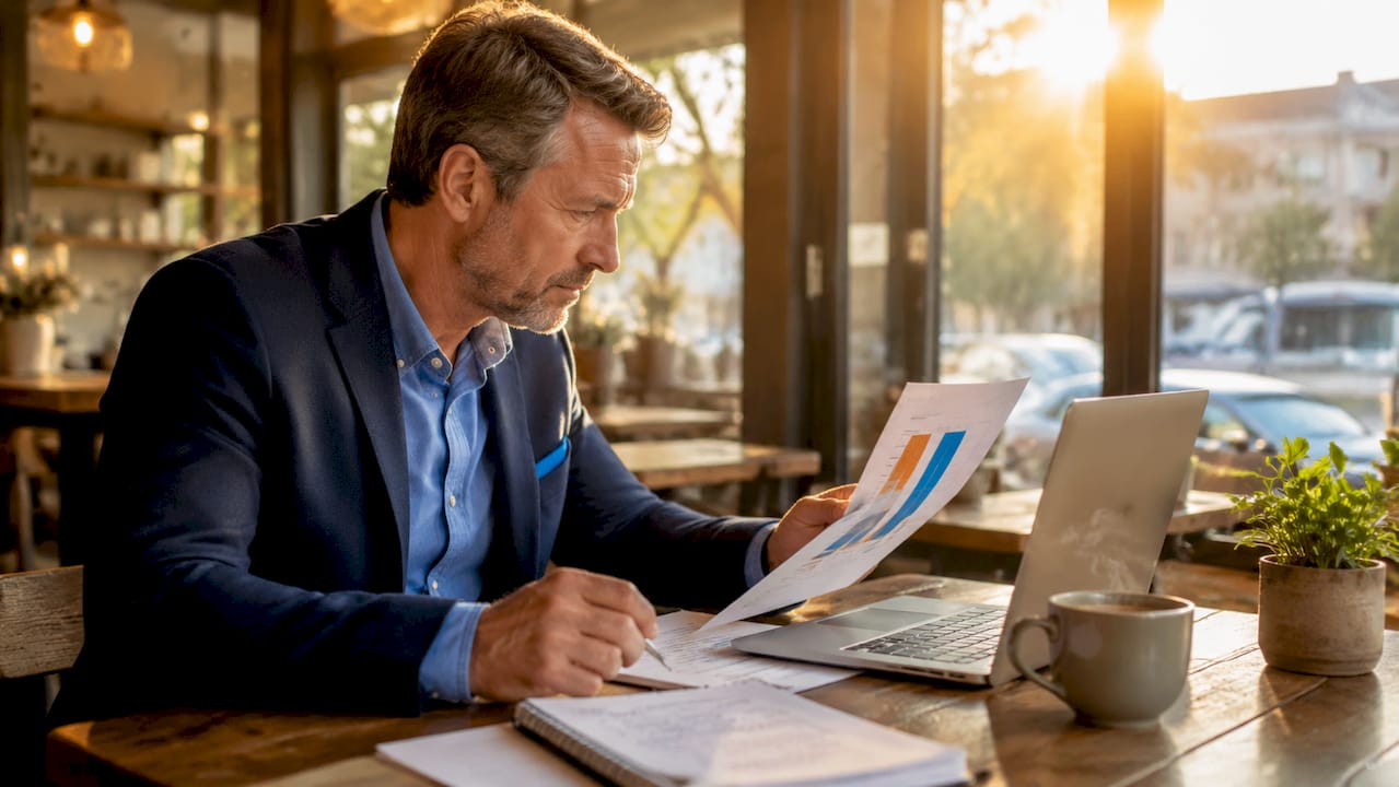 Man reviewing home and auto insurance documents