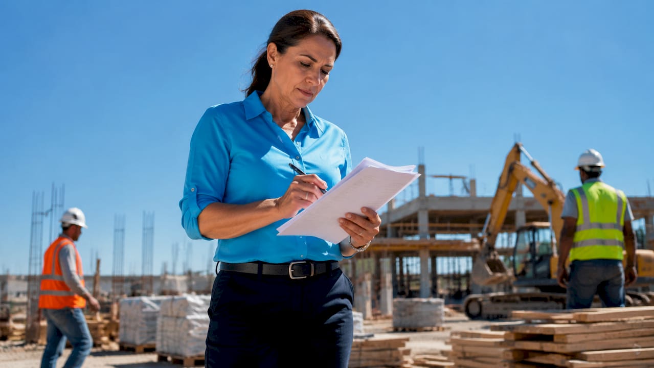 Project manager reviewing insurance application documents
