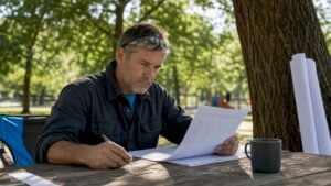 Contractor reviewing builders risk insurance documents