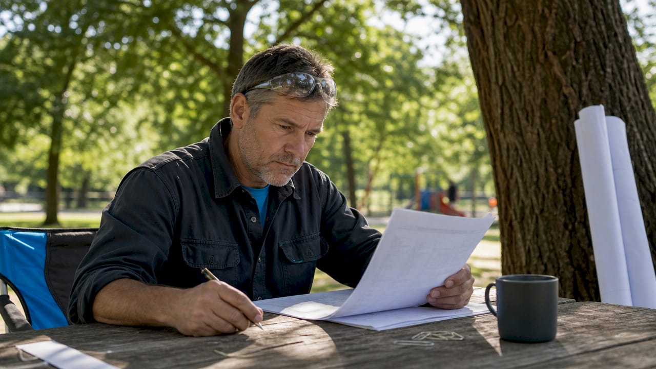 Contractor reviewing builders risk insurance documents