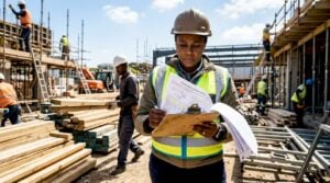 Project manager reviews builders risk insurance paperwork